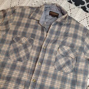 VTG Montgomery Ward Mens L Tall Wool‎ Chore Quilted Blue Shacket Flannel Shirt